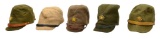 5 WWII JAPANESE MILITARY FIELD CAPS.