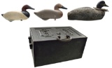 2 MITCHELL DECOYS, 1 CORK EXAMPLE & 1 STRONG BOX.