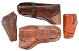4 WESTERN STYLE HOLSTERS.
