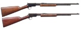 2 WINCHESTER MODEL 62A & 62 PUMP ACTION RIFLES.