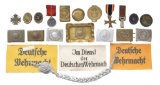 WWII GERMAN BELT BUCKLES, ARMBANDS, MEDALS & MORE.