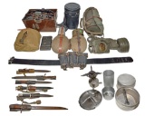 GROUPING OF ASSORTED WWII FIELD GEAR, BAYONETS &