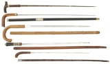 FIVE 19TH & 20TH CENTURY SWORD CANES.