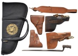4 HOLSTERS, BAYONET, SLING & CARRIER.
