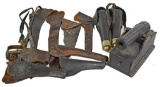 6 EARLY HOLSTERS, SADDLE HOLSTER SET. BALLOT BOX.