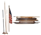 21 FLAG POLES & 48 STAR FLAG WITH POLE.