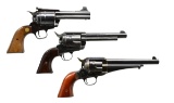 3 COWBOY ACTION STYLE SINGLE ACTION REVOLVERS.