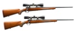 2 RUGER 77 R TANG SAFETY BOLT ACTION RIFLES.