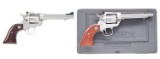 2 RUGER STAINLESS NEW MODEL SINGLE-SIX REVOLVERS.