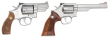 2 STAINLESS SMITH & WESSON MODEL 66 REVOLVERS.