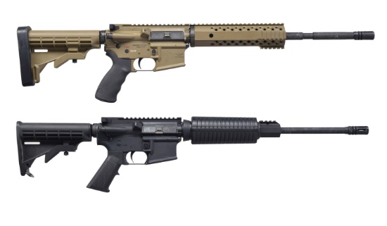 TWO 5.56mm NATO AR-15 TYPE SEMI AUTO RIFLES.