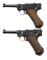 2 DWM 1920 COMMERCIAL LUGER SEMI AUTO PISTOLS.