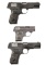 3 COLT POCKET MODEL SEMI AUTO PISTOLS.