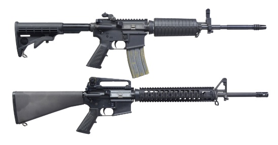 2 AR-15 STYLE SEMI AUTO RIFLES.