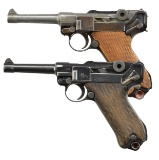 2 REWORKED LUGER SEMI AUTO PISTOLS. DWM & MAUSER.