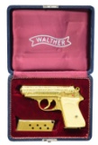 CASED ENGRAVED GOLD PLATED PRE WAR WALTHER MODEL