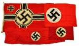 3 WWII GERMAN FLAGS & 1 BANNER.