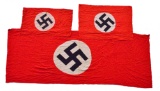 3 WWII GERMAN PARTY FLAGS OR BANNERS.