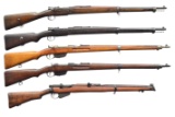 5 EUROPEAN MILITARY BOLT ACTION RIFLES.