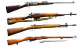 4 MILITARY BOLT ACTION RIFLES.