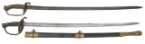 2 M1850 FOOT OFFICERS SWORDS, 1 WITH