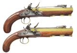 FINE PAIR OF ENGLISH BRASS BARRELED FLINTLOCK