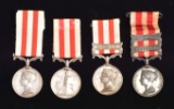 4 BRITISH INDIAN MUTINY MEDALS 1857-1858.