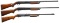 3 ITHACA MODEL 37 PUMP SHOTGUNS.