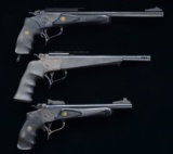 3 THOMPSON CENTER CONTENDER SINGLE SHOT PISTOLS.