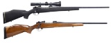 2 WEATHERBY MARK V BOLT ACTION RIFLES.