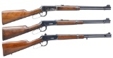 3 WINCHESTER MODEL 94 LEVER ACTION CARBINES.