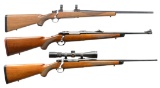 3 RUGER M77 BOLT ACTION SPORTING RIFLES.