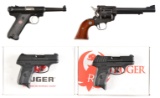 4 BLUED RUGER HANDGUNS.