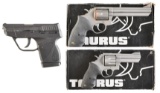 3 TAURUS HANDGUNS W/ BOXES.