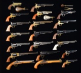 20 REPRODUCTION PERCUSSION BLACK POWDER HANDGUNS.