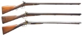 3 BRITISH PERCUSSION SXS SHOTGUNS.