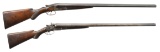 2 SXS SHOTGUNS: A.H. FOX & A. HOLLIS.