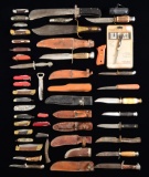50+ KNIVES WITH 2 MONOCULARS, ONE 10/22 MAG. &