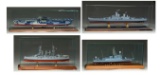 4 CASED SHIP MODELS.