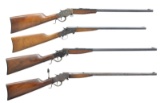 4 STEVENS SINGLE SHOT RIFLES.