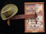 WINCHESTER GUN RACK, STETSON HAT &