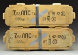 2 SEALED WOODEN CRATES OF BULGARIAN MFG. 7.62X54R