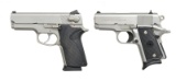 2 STAINLESS COMPACT 45 ACP SEMI-AUTO PISTOLS.