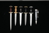 5 WWII STYLE GERMAN REPRODUCTION DAGGERS.