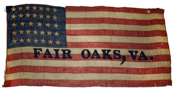 CIVIL WAR 34 STAR FLAG, FAIR OAKS, VIRGINIA.
