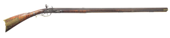 LATE FLINT SAMUEL DREISBACH CARVED KENTUCKY RIFLE.