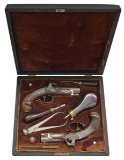 ORIGINAL CASED PAIR OF GOLD & SILVER MOUNTED