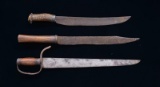 3 LARGE 19TH CENTURY FIGHTING KNIVES.