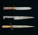 THREE 19TH CENTURY KNIVES.