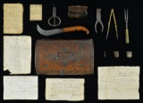 SMALL 18TH CENTURY DOCUMENT BOX WITH VARIOUS
